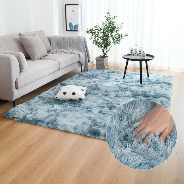 Grey Carpet Tie Dyeing Plush Soft Carpets For Bedroom Living Room Anti-slip Floor Mats Bedroom Water Absorption Carpet Rugs