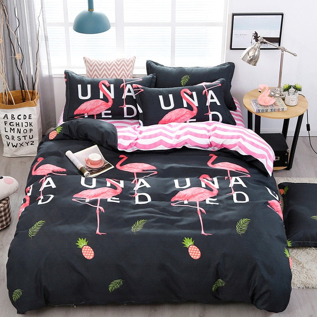 Solstice Home Textile Black Lattice Duvet Cover Pillowcase Bed Sheet Simple Boy Girls Bedding Sets 3/4Pcs Single Double Bedlinen