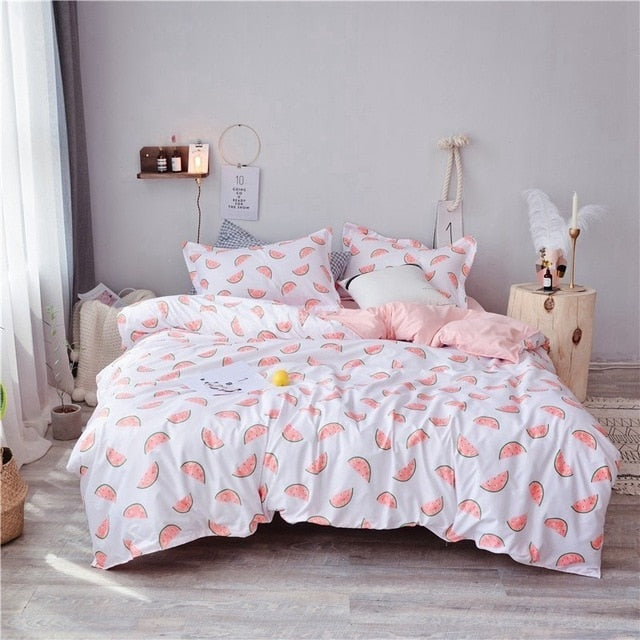 Solstice Home Textile Black Lattice Duvet Cover Pillowcase Bed Sheet Simple Boy Girls Bedding Sets 3/4Pcs Single Double Bedlinen