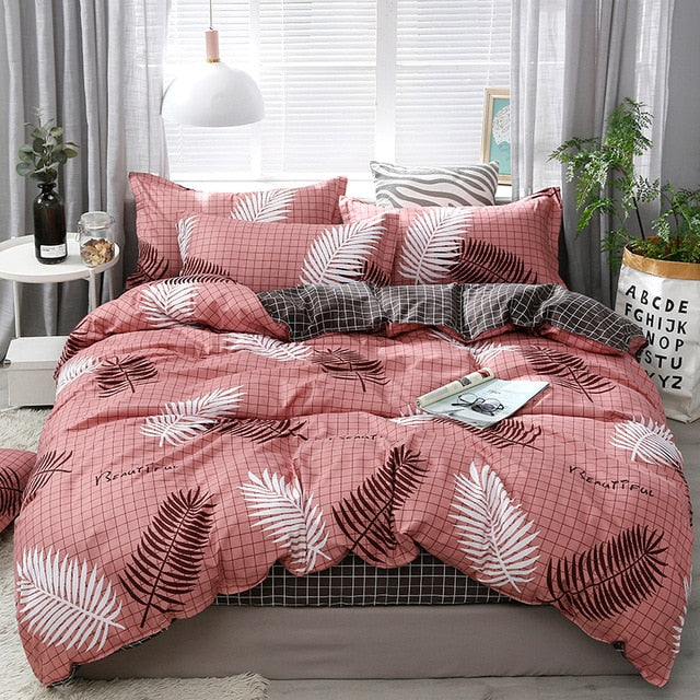Solstice Home Textile Black Lattice Duvet Cover Pillowcase Bed Sheet Simple Boy Girls Bedding Sets 3/4Pcs Single Double Bedlinen