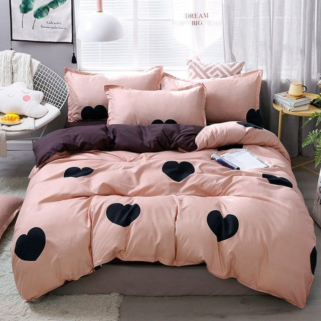 Solstice Home Textile Black Lattice Duvet Cover Pillowcase Bed Sheet Simple Boy Girls Bedding Sets 3/4Pcs Single Double Bedlinen