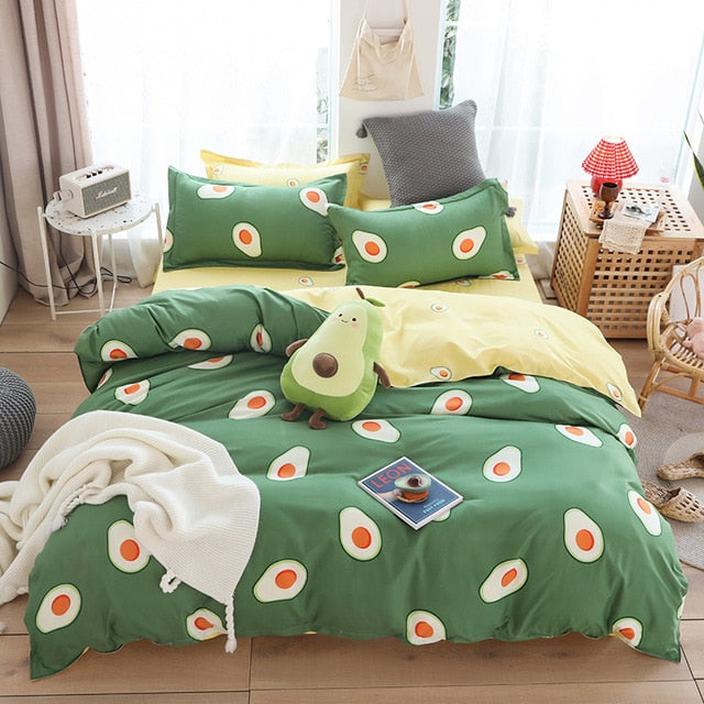 Avocado  Quilt Cover Queen Full King single Size Children Cartoon Duvet Cover Bedclothes Comfortable bedding set