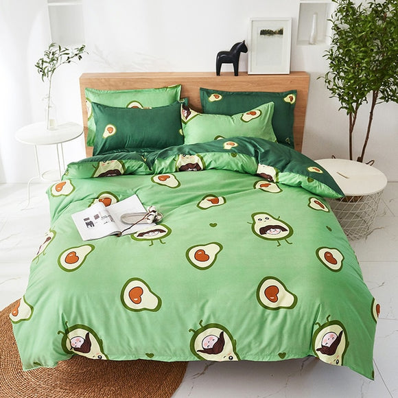 Avocado  Quilt Cover Queen Full King single Size Children Cartoon Duvet Cover Bedclothes Comfortable bedding set