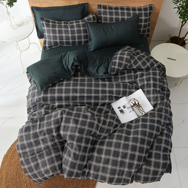 Black star Bed Linen High Quality 3/4pcs Bedding Set duvet Cover Flat bed sheet pillowcase soft Twin Single full queen king