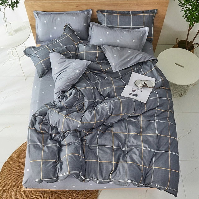 Black star Bed Linen High Quality 3/4pcs Bedding Set duvet Cover Flat bed sheet pillowcase soft Twin Single full queen king
