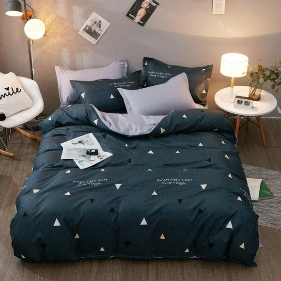 Black star Bed Linen High Quality 3/4pcs Bedding Set duvet Cover Flat bed sheet pillowcase soft Twin Single full queen king