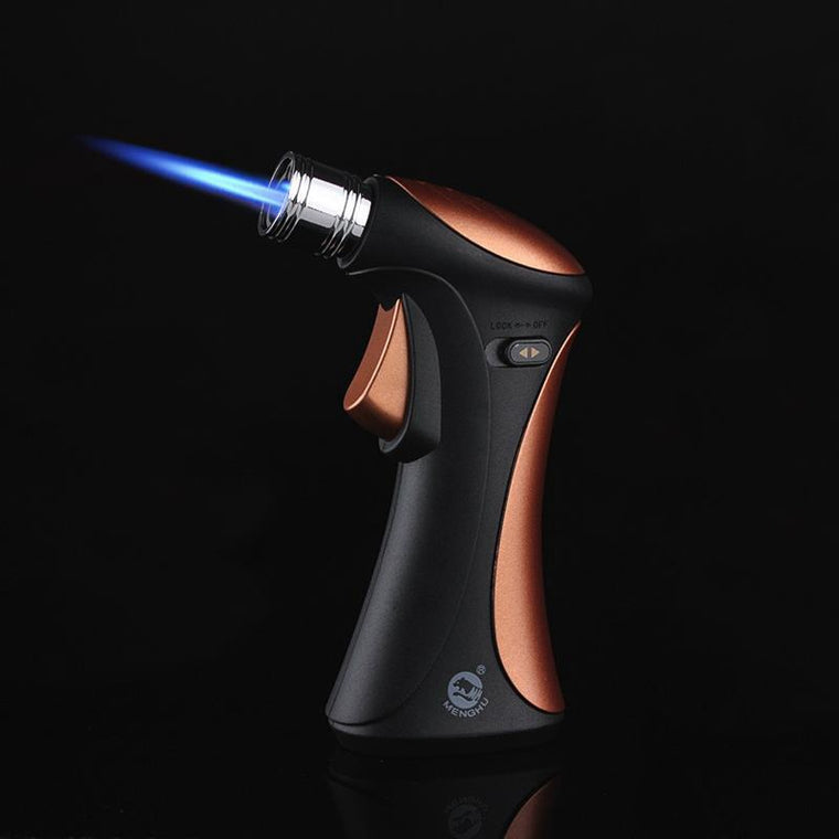 Metal Spray Gun Inflatable Windproof  Gas Lighter Fixed Lock Outdoor Kitchen With Fire Point Cigar Butane Torch Lighter
