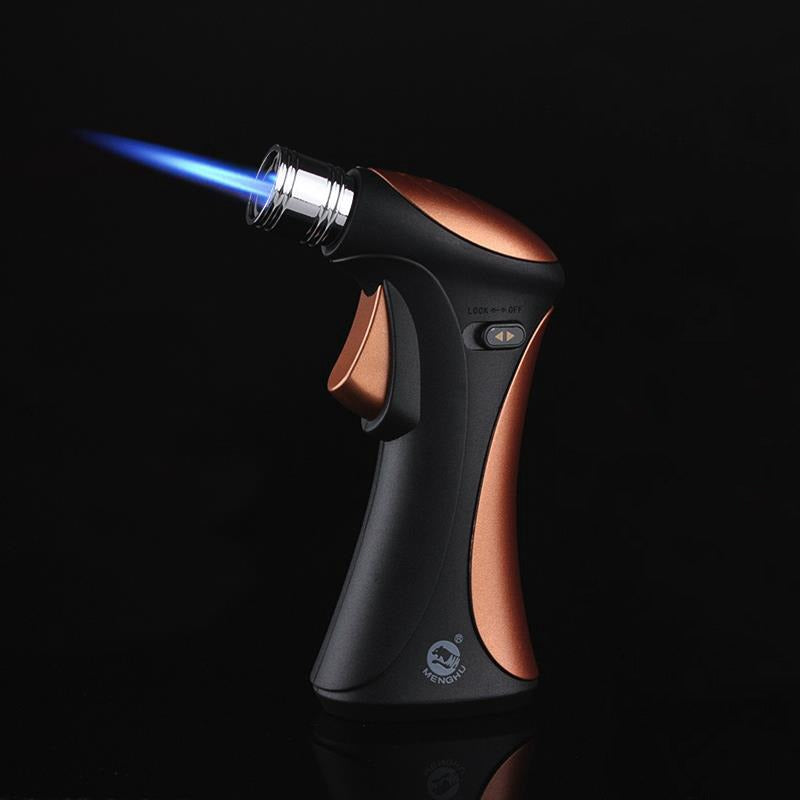 Metal Spray Gun Inflatable Windproof  Gas Lighter Fixed Lock Outdoor Kitchen With Fire Point Cigar Butane Torch Lighter