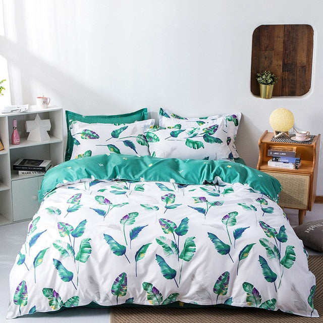 Solstice Cartoon green Printing cat head Children/kid Bedding Sets Duvet Cover Bed Sheet Pillowcase Bed Cover Linens Bedclothes