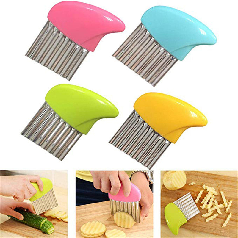 1pc French Fries Cutter Stainless Steel Potato Chips Making Peeler Cut Plastic Handle Vegetable Kitchen Knives Fruit Tool 2020