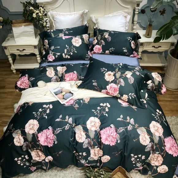 Egyptian Cotton Soft Duvet Cover Fitted/Bed sheet set Flamingo Paisley Bedding Set Family set Twin Queen King size 4Pieces