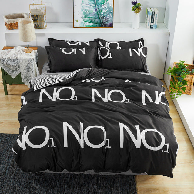 Bedding Set 4Pcs/Set 21Style Bed Sheet Pillowcase & Duvet Cover Sets Stripe Aloe Cotton Bed Set Home Bed Textile Products