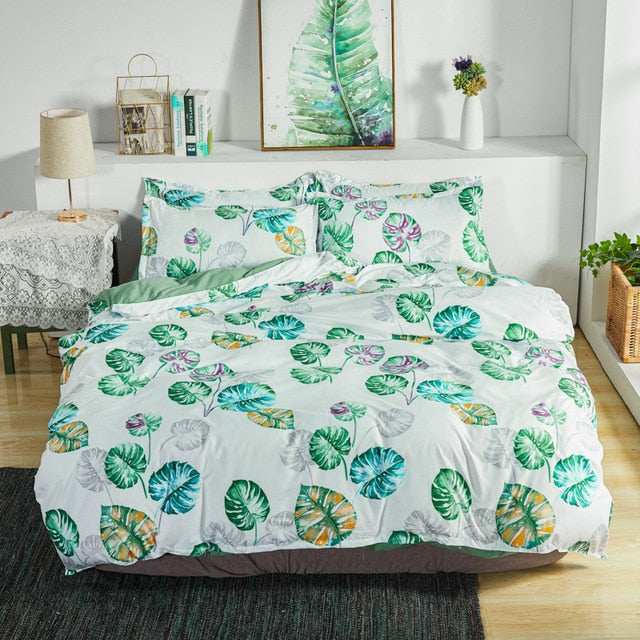 Bedding Set 4Pcs/Set 21Style Bed Sheet Pillowcase & Duvet Cover Sets Stripe Aloe Cotton Bed Set Home Bed Textile Products