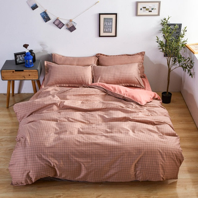 Bedding Set 4Pcs/Set 21Style Bed Sheet Pillowcase & Duvet Cover Sets Stripe Aloe Cotton Bed Set Home Bed Textile Products