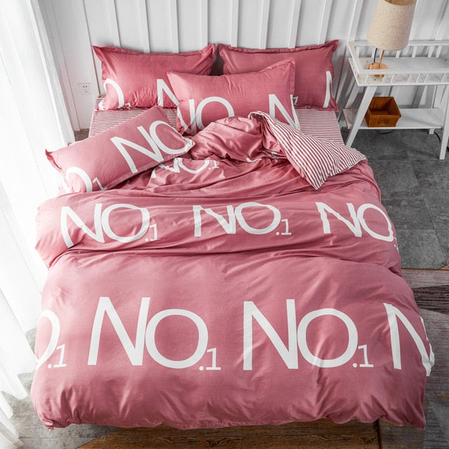 Bedding Set 4Pcs/Set 21Style Bed Sheet Pillowcase & Duvet Cover Sets Stripe Aloe Cotton Bed Set Home Bed Textile Products