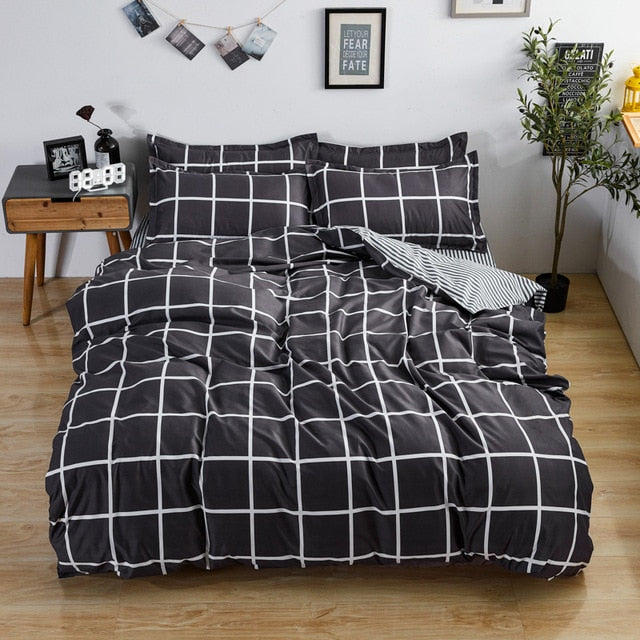 Bedding Set 4Pcs/Set 21Style Bed Sheet Pillowcase & Duvet Cover Sets Stripe Aloe Cotton Bed Set Home Bed Textile Products
