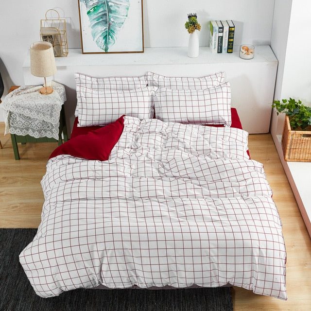 Bedding Set 4Pcs/Set 21Style Bed Sheet Pillowcase & Duvet Cover Sets Stripe Aloe Cotton Bed Set Home Bed Textile Products