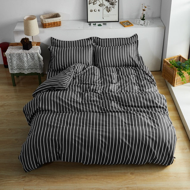 Bedding Set 4Pcs/Set 21Style Bed Sheet Pillowcase & Duvet Cover Sets Stripe Aloe Cotton Bed Set Home Bed Textile Products