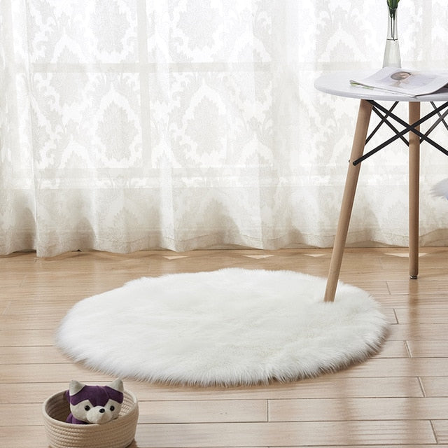 Fluffy Round Rug Carpets Living Room Solid Long Plush Area Carpet Faux Fur Sheepskin Shaggy Rugs For Home Bedroom Decorative
