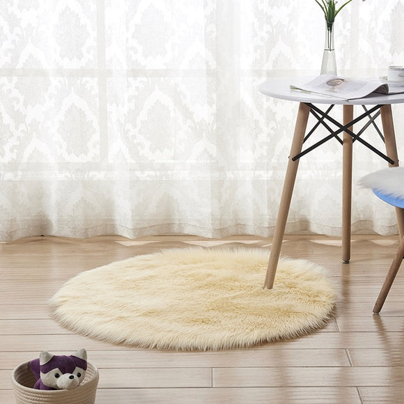 Fluffy Round Rug Carpets Living Room Solid Long Plush Area Carpet Faux Fur Sheepskin Shaggy Rugs For Home Bedroom Decorative