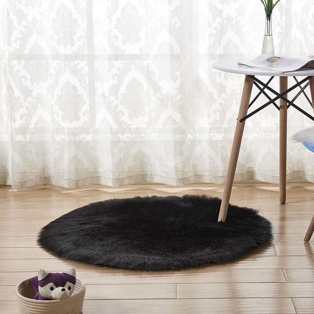 Fluffy Round Rug Carpets Living Room Solid Long Plush Area Carpet Faux Fur Sheepskin Shaggy Rugs For Home Bedroom Decorative