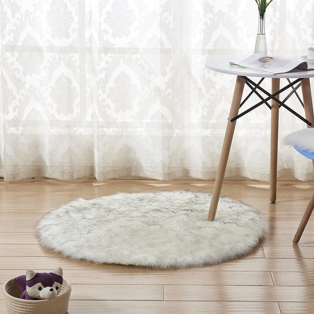 Fluffy Round Rug Carpets Living Room Solid Long Plush Area Carpet Faux Fur Sheepskin Shaggy Rugs For Home Bedroom Decorative