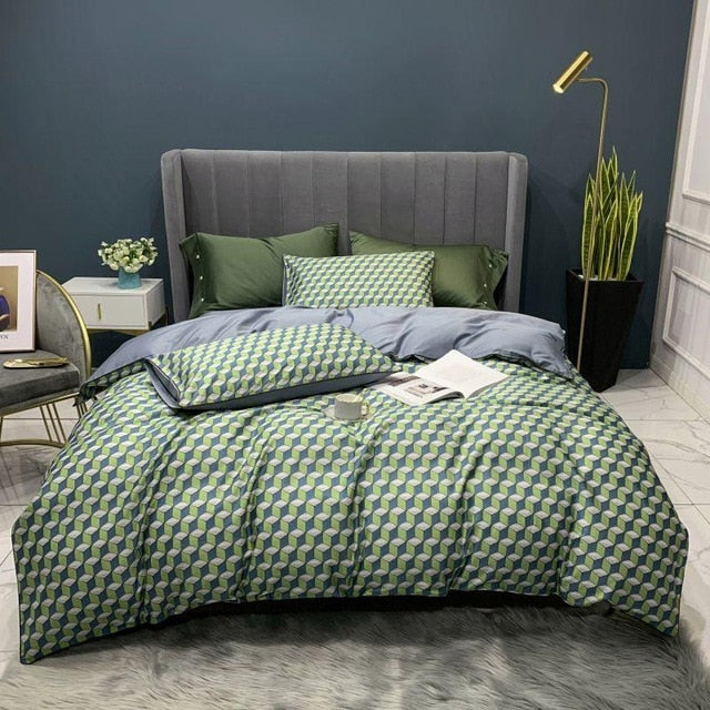 Egyptian Cotton Soft Duvet Cover Fitted/Bed sheet set Flamingo Paisley Bedding Set Family set Twin Queen King size 4Pieces