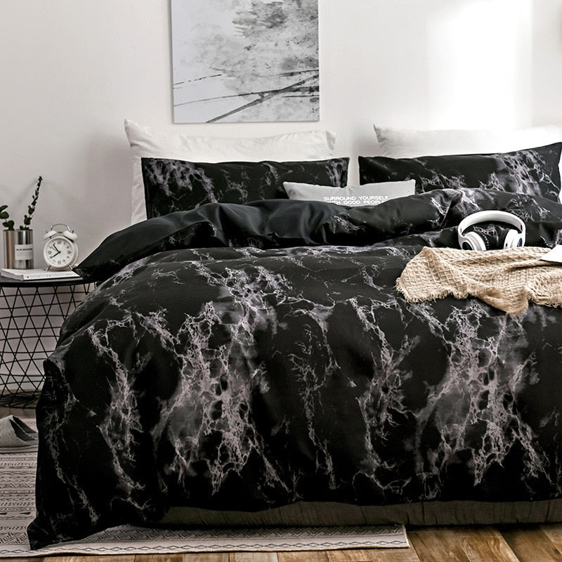 OLOEY 2/3pcs bedding set printed marble bed sets white black Duvet Cover European size King Queen Quilt Cover Comforter Cover