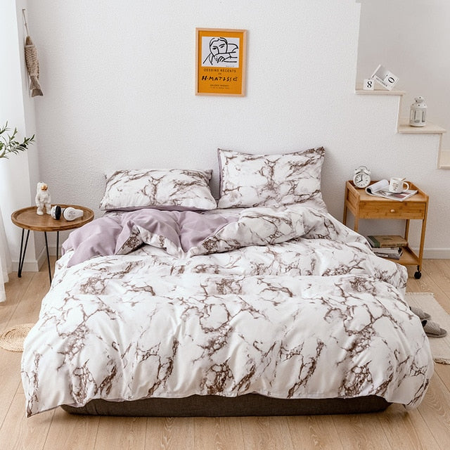 OLOEY 2/3pcs bedding set printed marble bed sets white black Duvet Cover European size King Queen Quilt Cover Comforter Cover