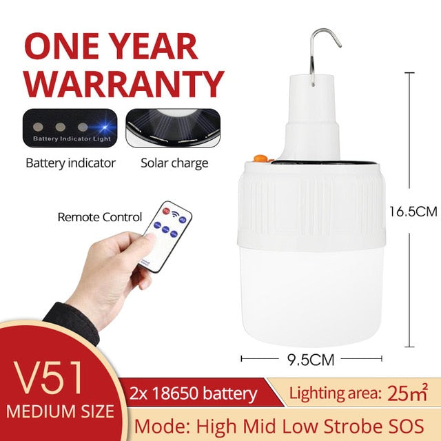 SHENYU Rechargeable LED Bulb Lamp Remote Control Solar Charge Portable Emergency Night Market Light Outdoor Camping Home