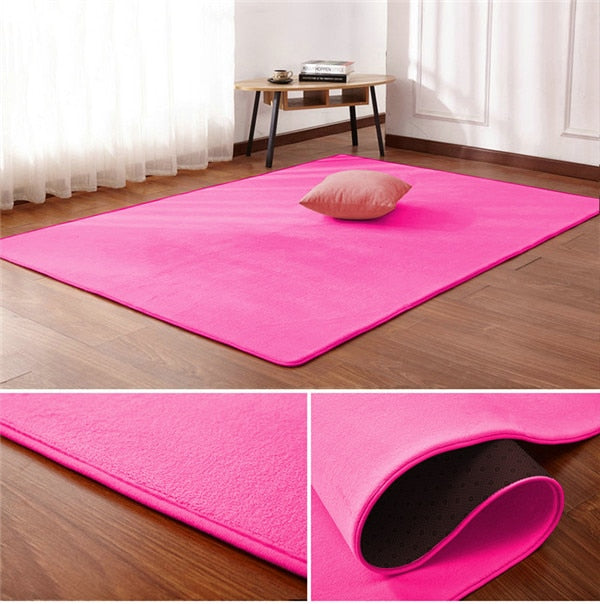 Nordic coral velvet carpet living room floor mat bedroom non-slip blanket living room rug bedroom bedside rectangular floor pad