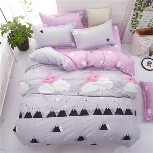 Classic bedding set 5 size grey blue grid summer bed linen 4pcs/set duvet cover set Pastoral bed sheet AB side duvet cover 2020