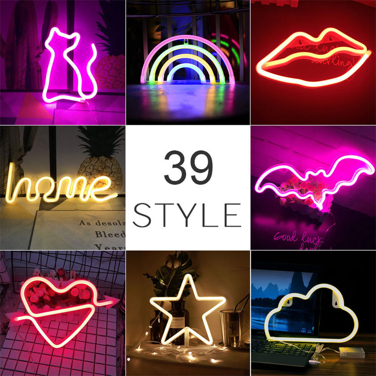 Wholesale 39 Styles Led Neon Light Colorful Rainbow Neon Sign for Room  Home Party Wedding Decoration Xmas Gift Neon Lamp