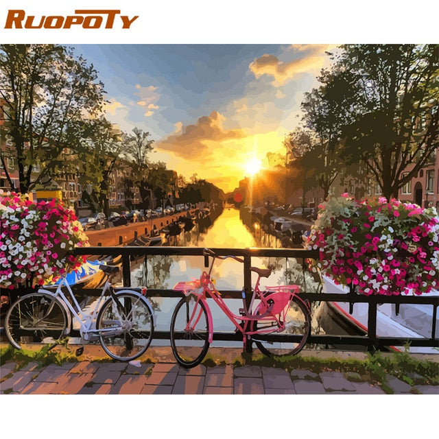 RUOPOTY Frame 60x75cm Trees Diy Painting By Numbers Kit Modern Wall Art Picture By Number Acrylic Paint On Canvas For Home Decor