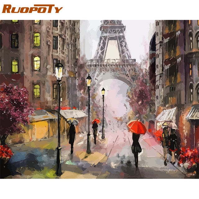 RUOPOTY Frame 60x75cm Trees Diy Painting By Numbers Kit Modern Wall Art Picture By Number Acrylic Paint On Canvas For Home Decor
