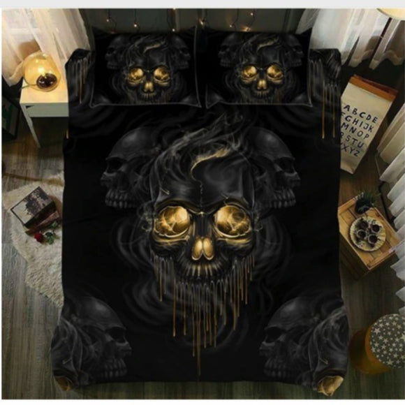 Dropshipping King Size Bed 3D  black Sugar skull Duvet cover Pillowcase AU Queen Skull Bedding Set king  queen size love