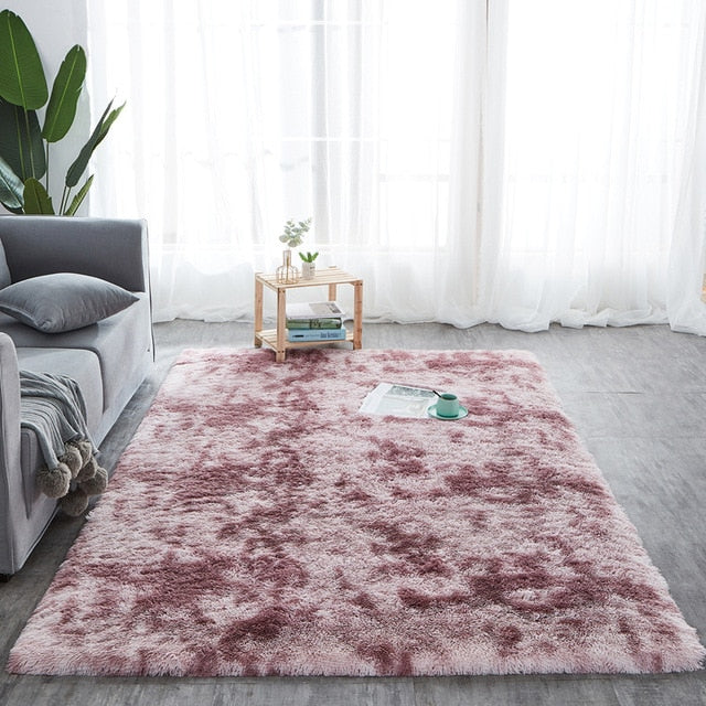 RULDGEE Shaggy Tie Dye Carpet Printed Alfombra Plush Floor Fluffy Mats Kids Room Faux Fur Area Rug Living Room Mats Silky Rugs