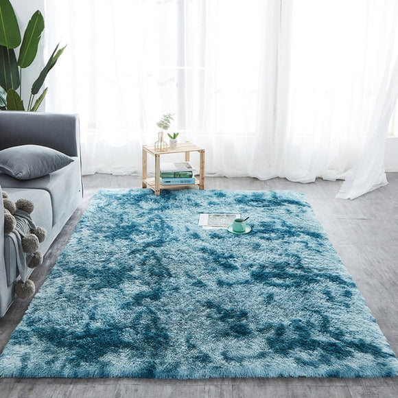 RULDGEE Shaggy Tie Dye Carpet Printed Alfombra Plush Floor Fluffy Mats Kids Room Faux Fur Area Rug Living Room Mats Silky Rugs