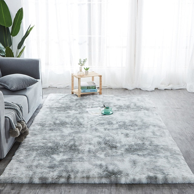 RULDGEE Shaggy Tie Dye Carpet Printed Alfombra Plush Floor Fluffy Mats Kids Room Faux Fur Area Rug Living Room Mats Silky Rugs