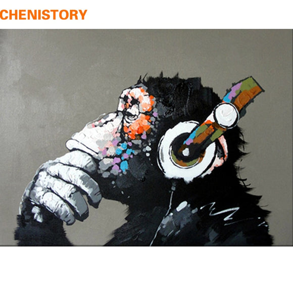 CHENISTORY Abstract Monkey DIY Painting By Numbers Home Wall Art Picture Paint By Numbers Calligraphy Painting 40x50cm Artwork