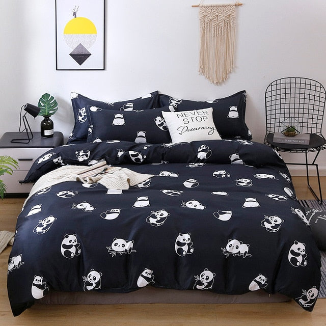 Solstice Cartoon green Printing cat head Children/kid Bedding Sets Duvet Cover Bed Sheet Pillowcase Bed Cover Linens Bedclothes