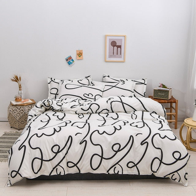 Solstice Cartoon green Printing cat head Children/kid Bedding Sets Duvet Cover Bed Sheet Pillowcase Bed Cover Linens Bedclothes