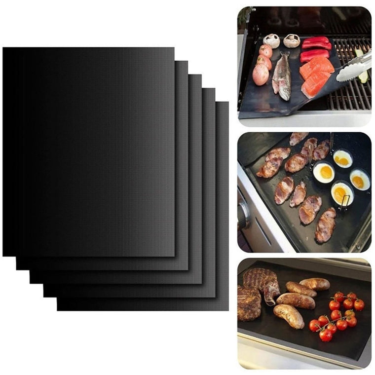 3pcs Non-stick BBQ Grill Mat 40 * 33cm Baking Mat Teflon Cooking Grilling Sheet Heat Resistance Easily Cleaned Kitchen Tools