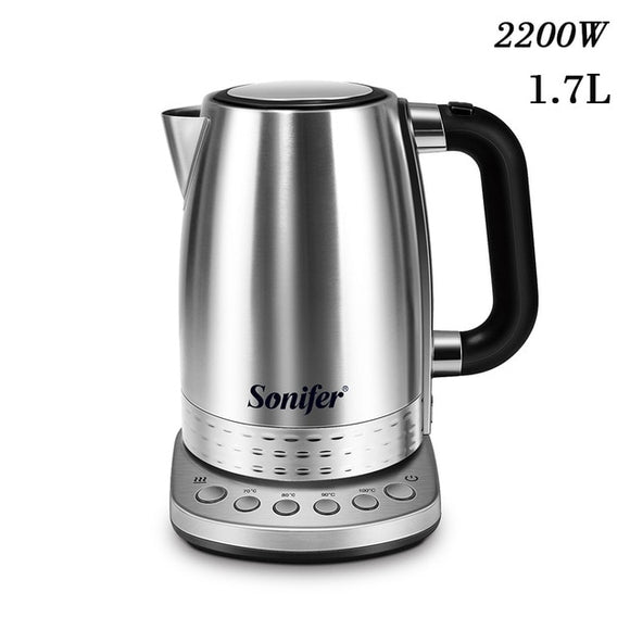 1.7L Electric Kettle Stainless Steel 2200W Household Kitchen Fast Heating Boiling Teapot Pot With Temperature Adjusted Sonifer