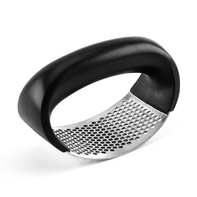 Manual Garlic Press Rocker with Handle Stainless Steel Garlic Crusher Squeezer Slicer Mincer Chopper Kitchen Gadget Tool