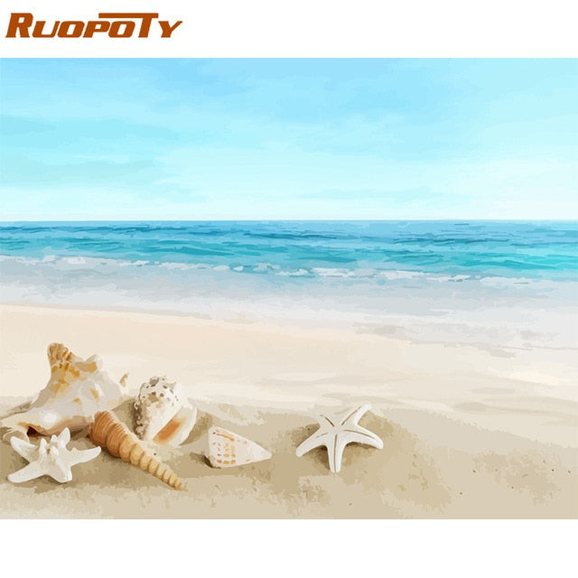 RUOPOTY Frame Mountain Lake DIY Painting By Numbers Landscape Handpainted Oil Painting Modern Home Wall Art Canvas Painting Art