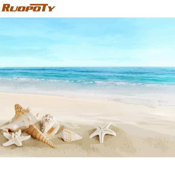 RUOPOTY Frame Mountain Lake DIY Painting By Numbers Landscape Handpainted Oil Painting Modern Home Wall Art Canvas Painting Art