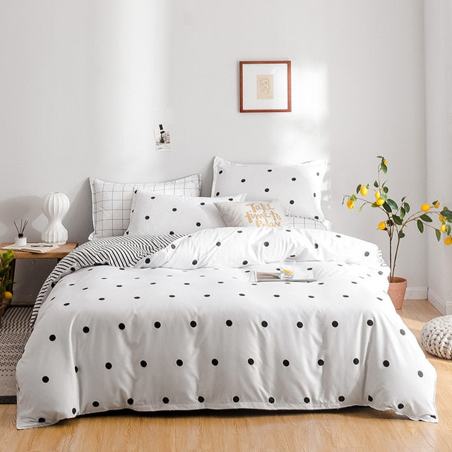 Bedding Set Lattice Bed Linen Pattern Simplicity Bed sheet Quilt Cover Pillowcase 4pcs King size Single Queen Double Bedclothes