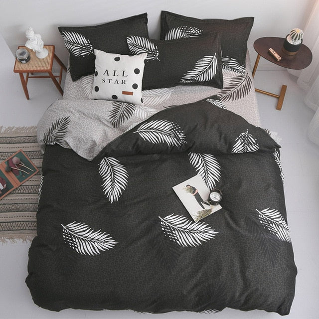 Bedding Set Lattice Bed Linen Pattern Simplicity Bed sheet Quilt Cover Pillowcase 4pcs King size Single Queen Double Bedclothes