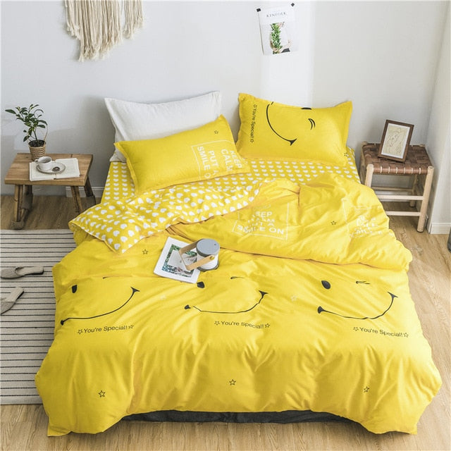 Bedding Set Lattice Bed Linen Pattern Simplicity Bed sheet Quilt Cover Pillowcase 4pcs King size Single Queen Double Bedclothes